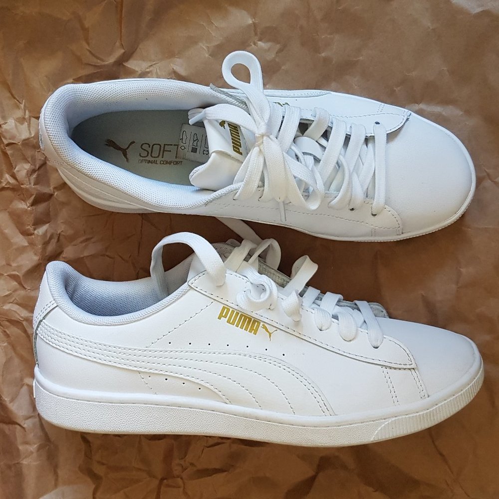 PUMA Vikky White Leather Sneakers